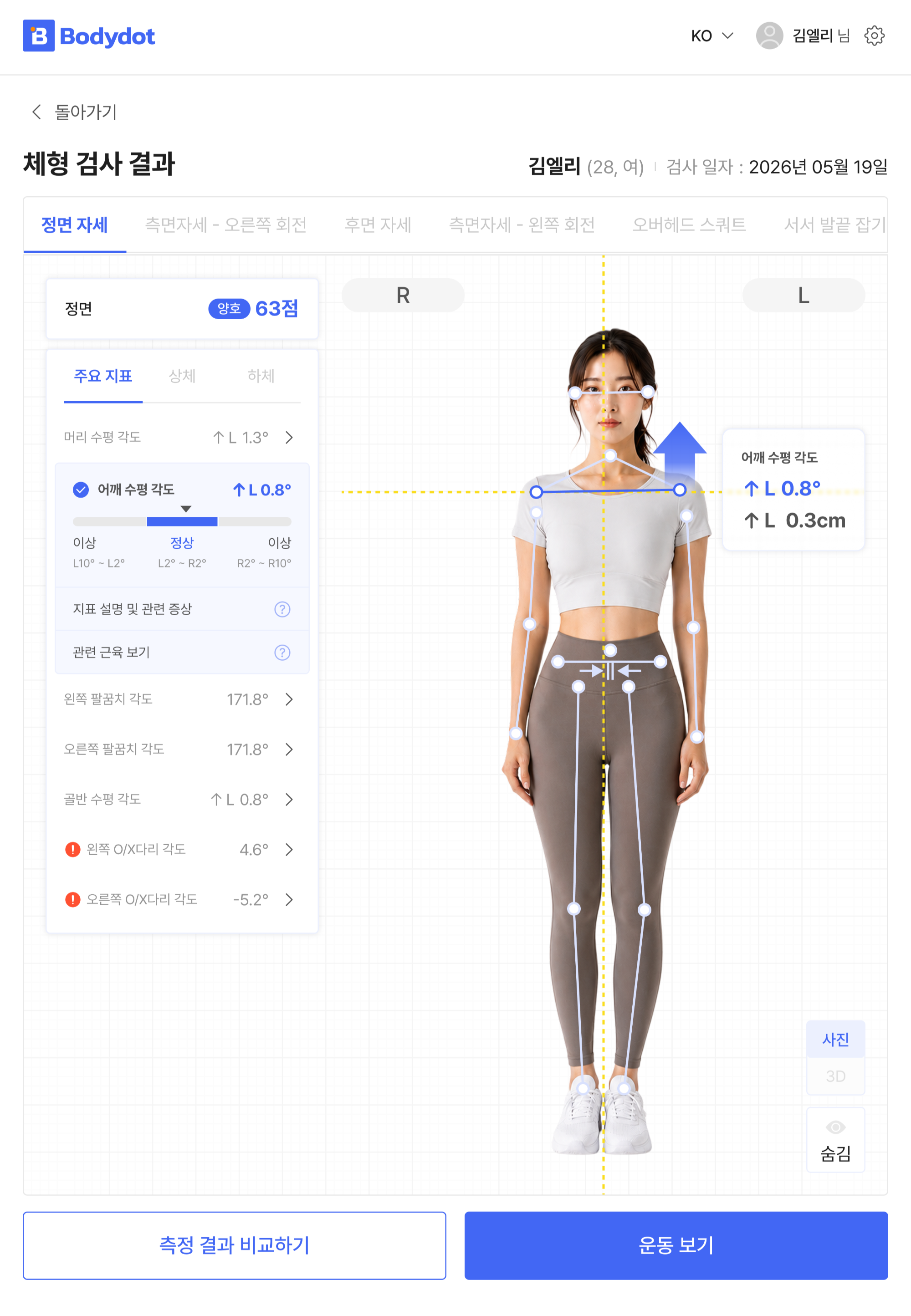 업데이트 된 결과 화면
